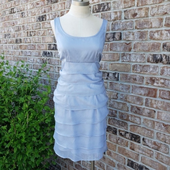 London Times Layer Sleeveless Dress Gray 8 - Picture 1 of 5